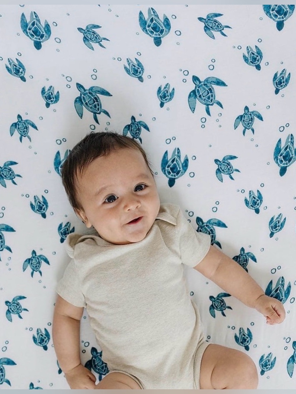 Bebe au Lait Oh So Soft Muslin Crib Sheet Sea Turtles Cotton